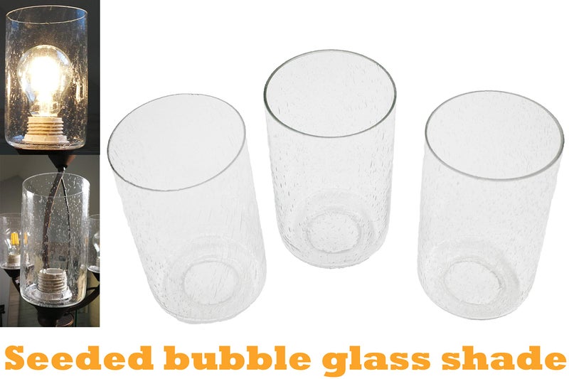 LEDUPDATES Bubble Seeded Glass Shade, LEDupdates 3 Packs Clear Cylinder for Light Fixture Glass replacement 1" 5/8 fitter - Image 4